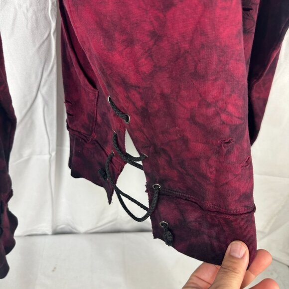 Fast & Furious By Affliction Red Tie-Dye Distressed Hoodie M 100% Cotton - Picture 4 of 9